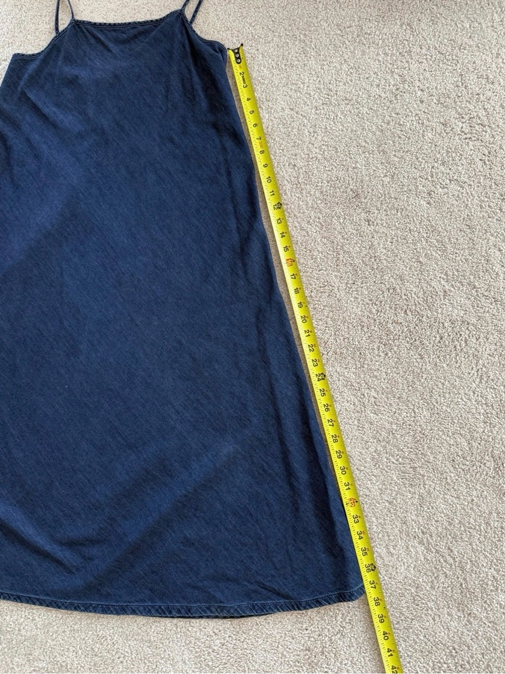 GAP Women's Jean Navy 100% Cotton Slip Dress with Spaghetti Straps M - Picture 6 of 11